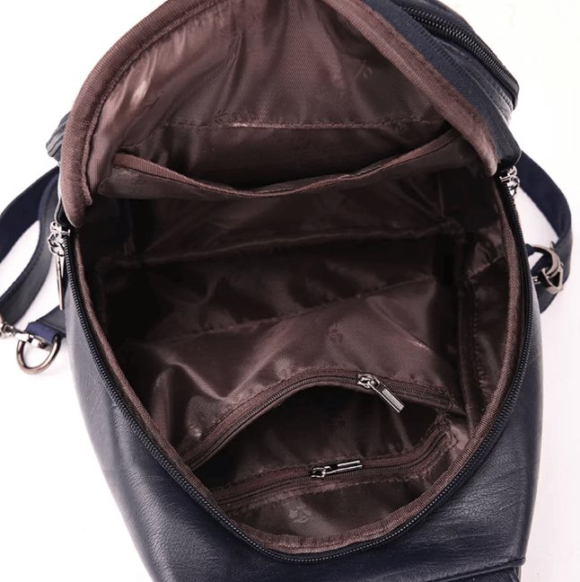 Chic water-resistant leather backpack for women, a luxurious everyday essential.
