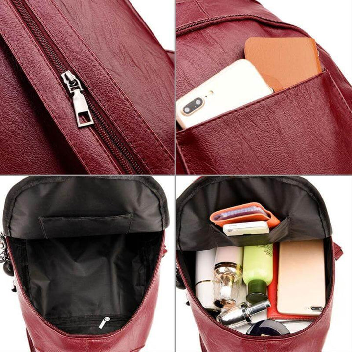 Structured women's leather backpack, water-resistant, perfect for the modern woman.