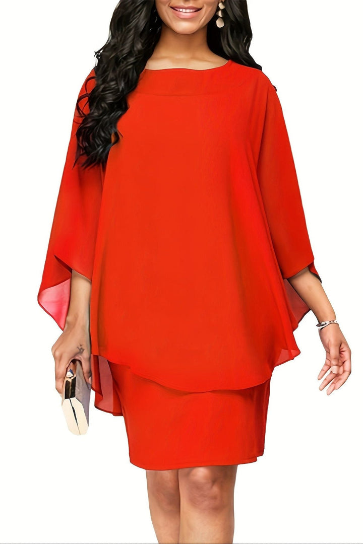 Full view of a women's relaxed fit printed midi dress, ideal for comfortable everyday summer fashion.