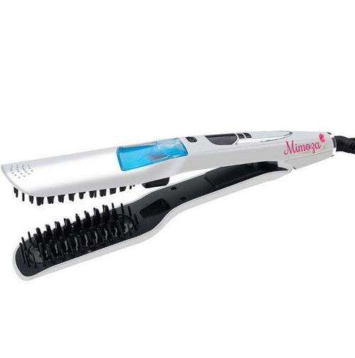 Women's professional steam hair straightener with ceramic plates & digital display for salon-quality, healthy hair.