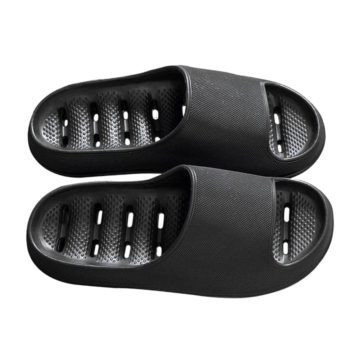 Women's quick-dry open-toe shower slippers with drainage, offering non-slip comfort for bathroom & pool.
