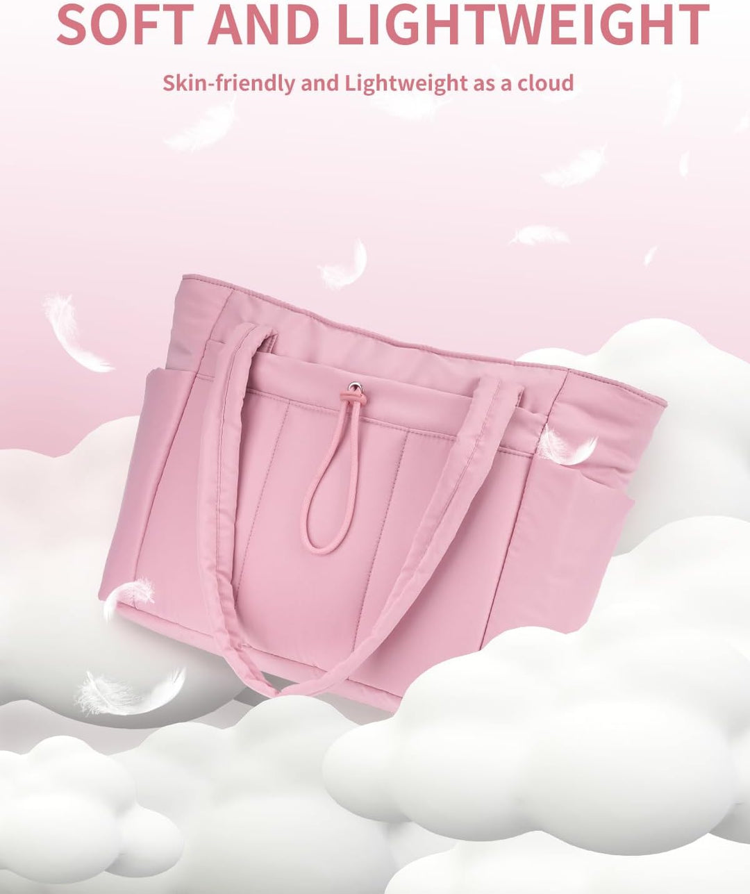 Women's shoulder bag: quilted puffer design, perfect for travel, work, & carrying a laptop.