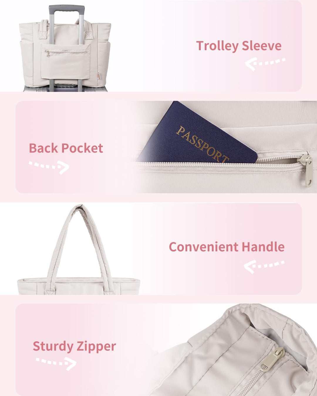 Durable quilted puffer tote bag for women, designed for laptops & convenient travel.