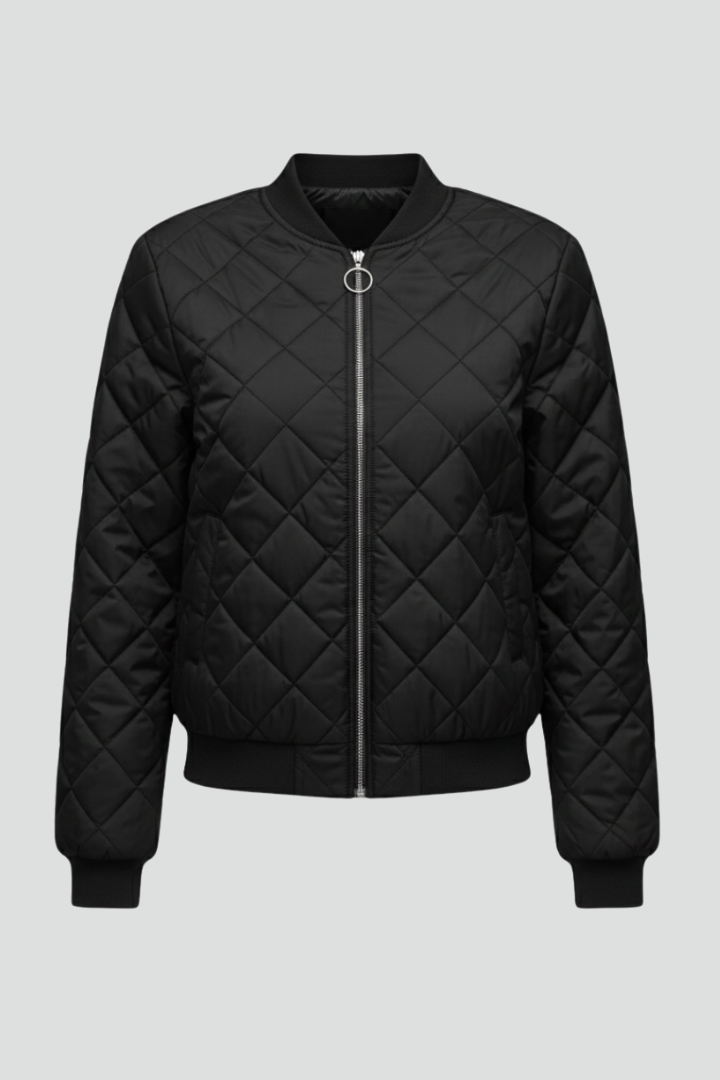 Women's quilted zip jacket for easy layering. Lightweight, casual everyday outerwear in a versatile color.