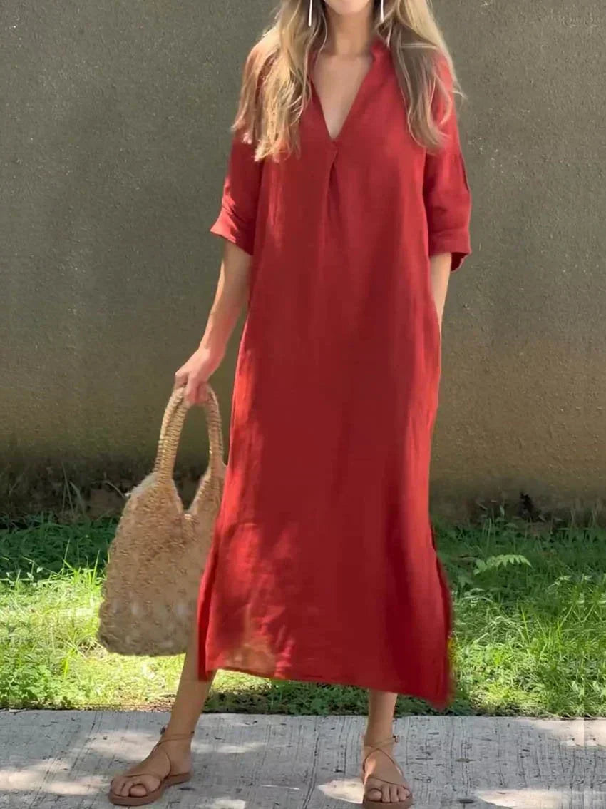 Versatile women's fashion casual maxi dress, a comfortable everyday outfit for chic, relaxed summer style.