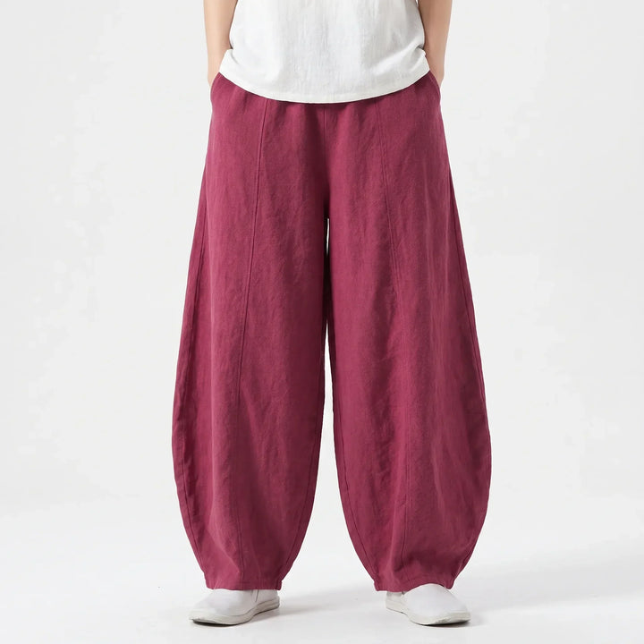 Relaxed fit women's barrel pants featuring convenient pockets, ideal for comfortable casual everyday wear.