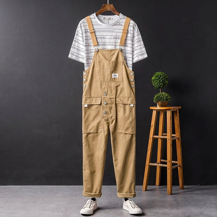 Women's relaxed fit bib overalls in classic style for comfy everyday wear.
