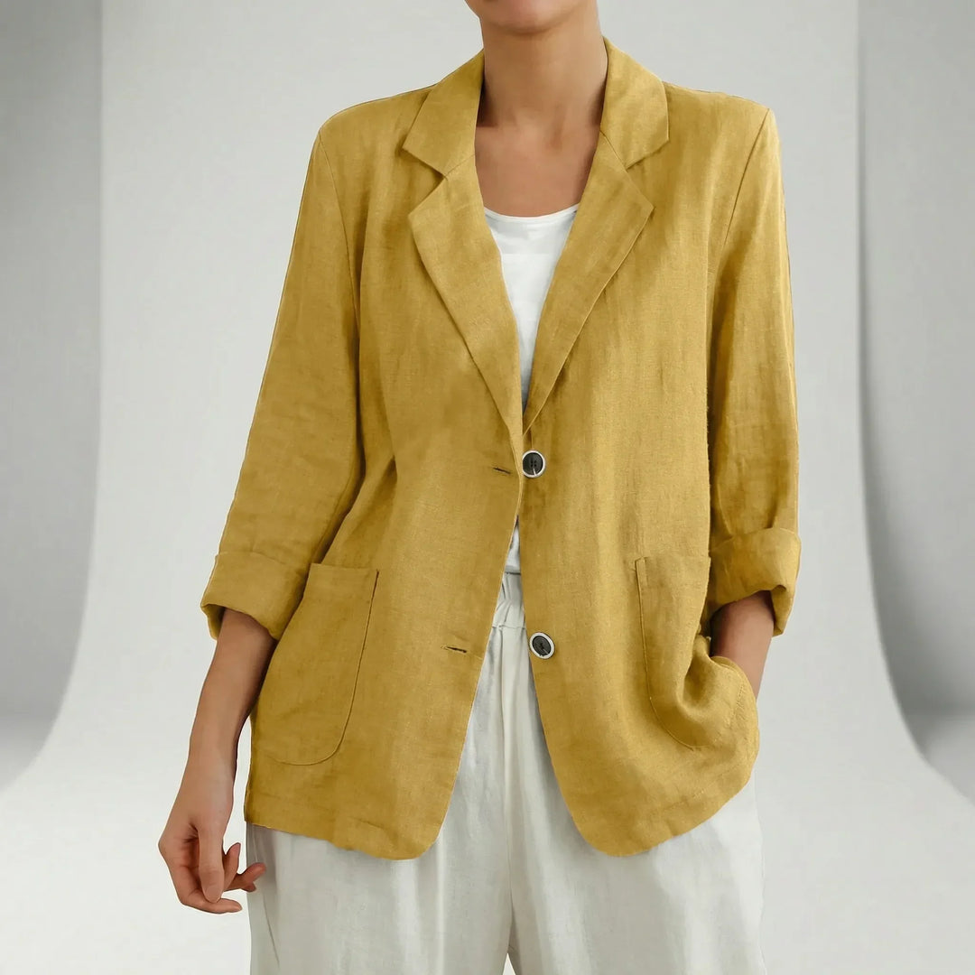 Olivia Women's Relaxed Fit Blazer featuring three-quarter sleeves, perfect for office or casual layering.