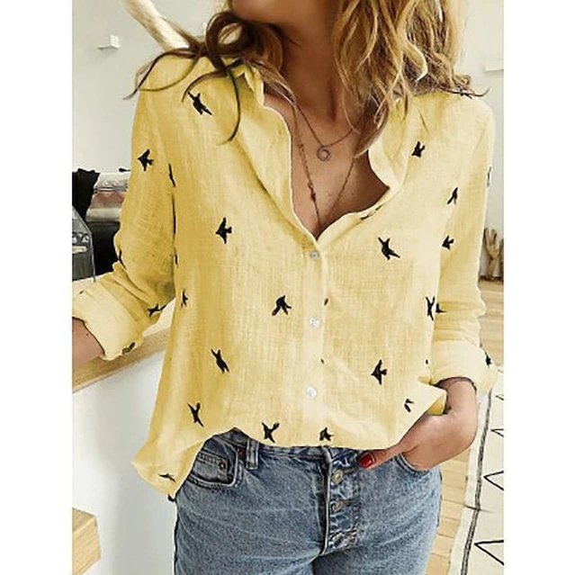 Everyday women's long sleeve top. Relaxed fit button-down blouse with point collar for comfort & style.