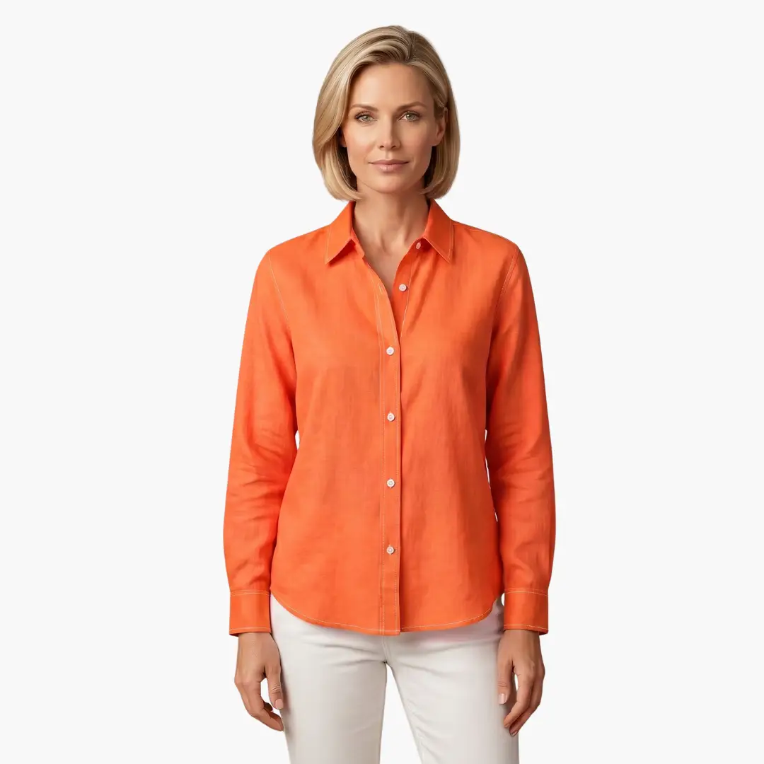 Women's casual long sleeve button-up top, relaxed fit for ultimate comfort.