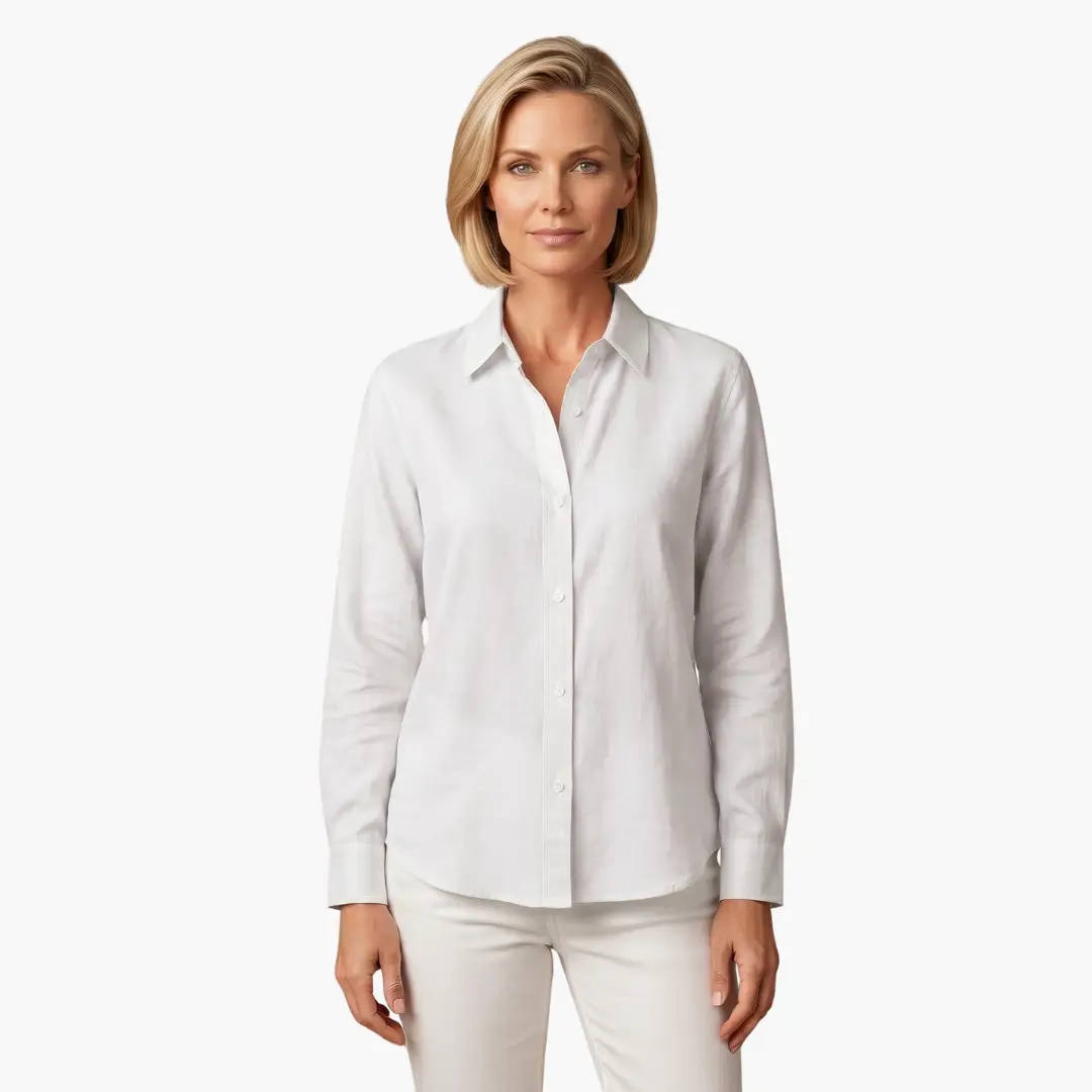 Chic women's button-up long sleeve blouse, perfect for office or casual outfits.