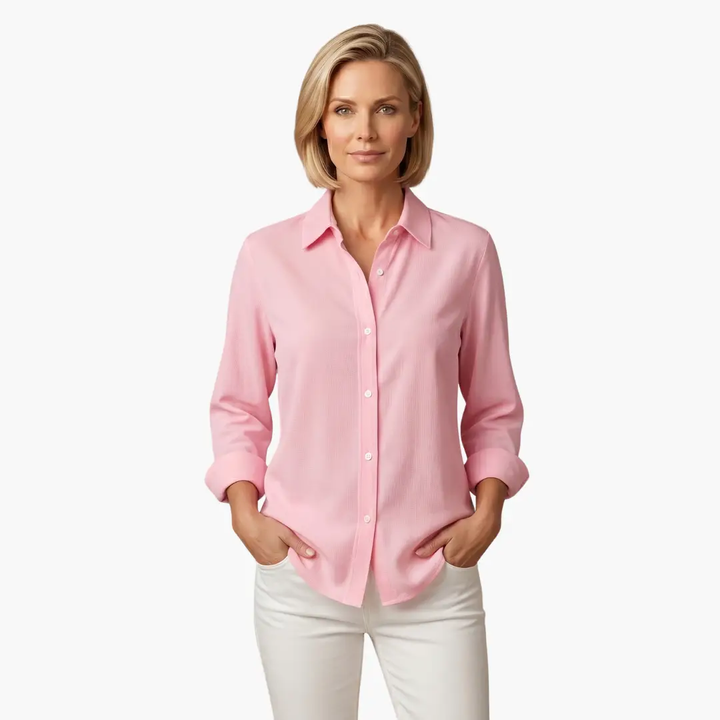 Casual chic women's button-up long sleeve top, great for any occasion.