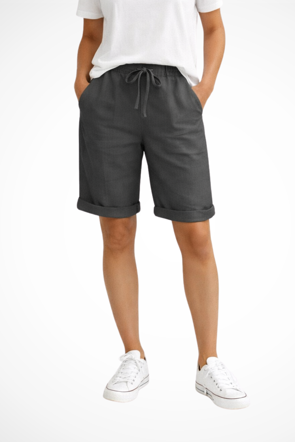 Soft fabric women's relaxed fit capri shorts in a versatile color, perfect for summer comfort & everyday wear.