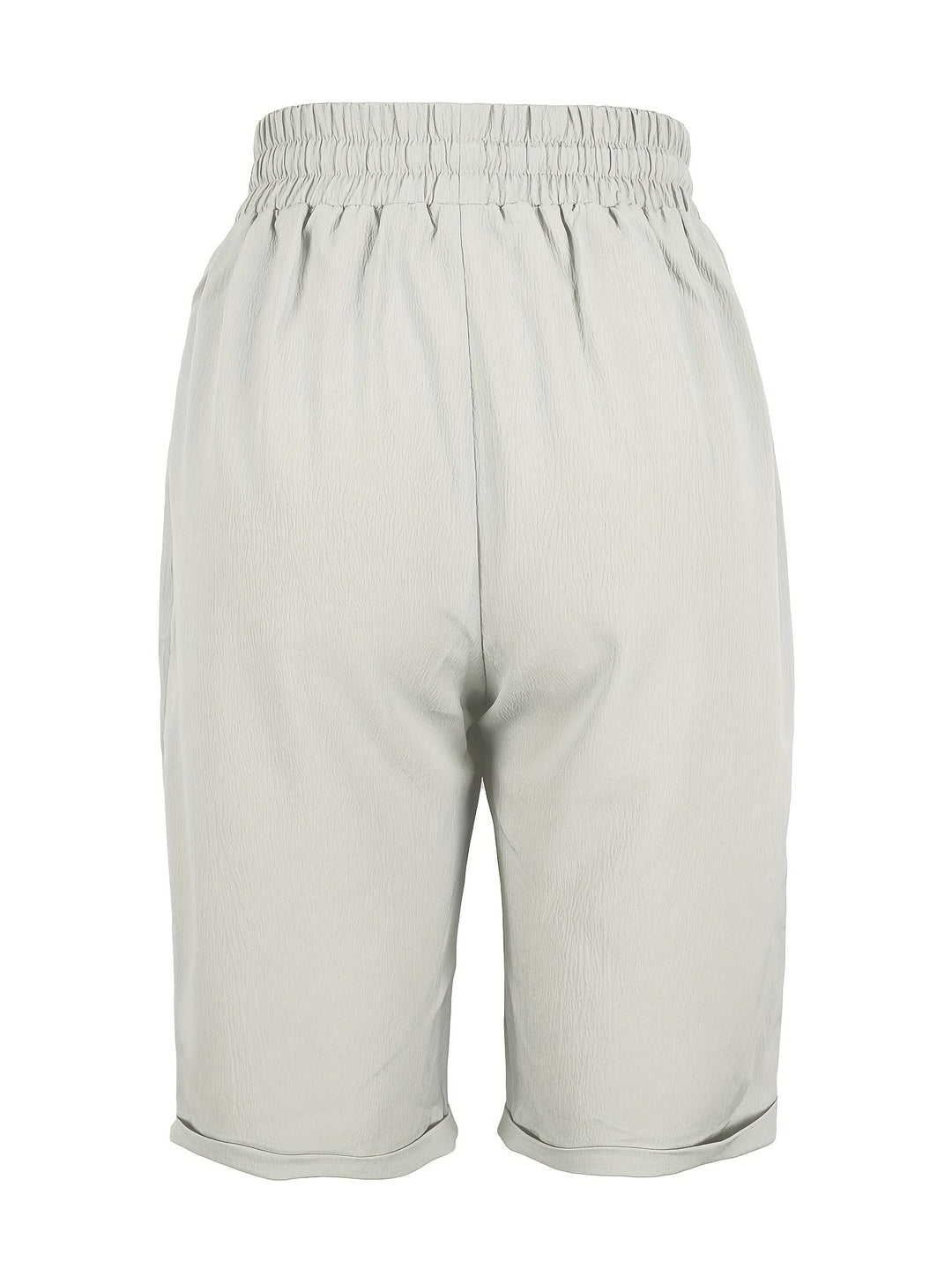 Relaxed fit women's mid-calf capri trousers with elastic waist, suitable for summer casual wear.
