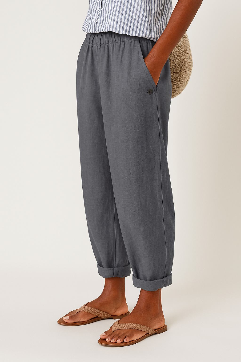 Lightweight women's relaxed fit ankle pants, perfect for summer fashion, comfort, and casual style.