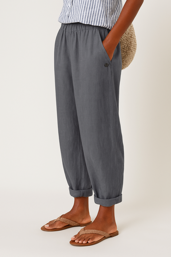 Lightweight women's relaxed fit ankle pants, perfect for summer fashion, comfort, and casual style.