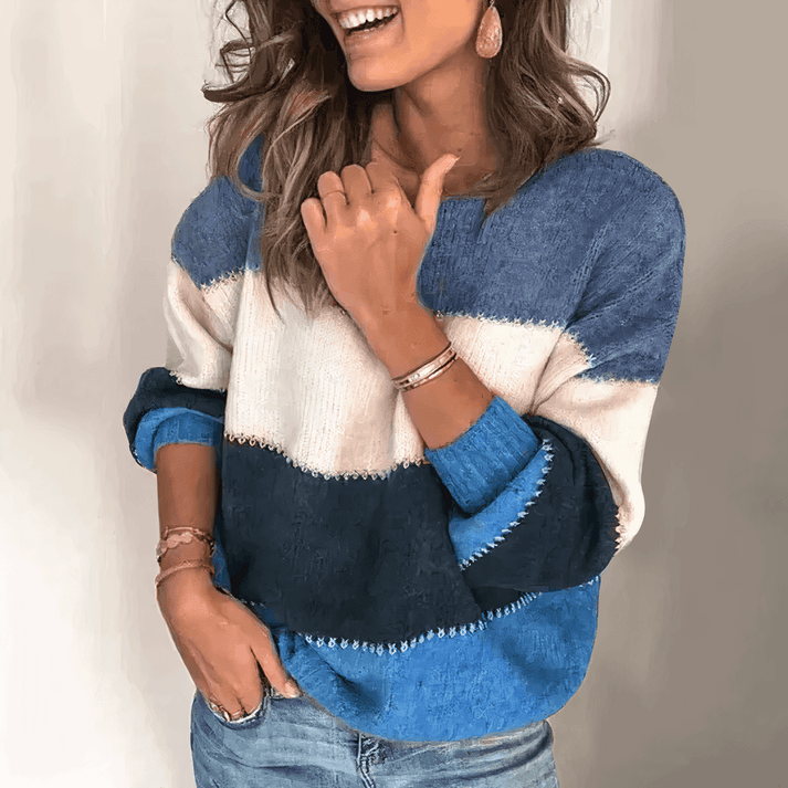 Versatile women's crew neck sweater with a relaxed fit for everyday comfort, perfect for fall & winter outfits.