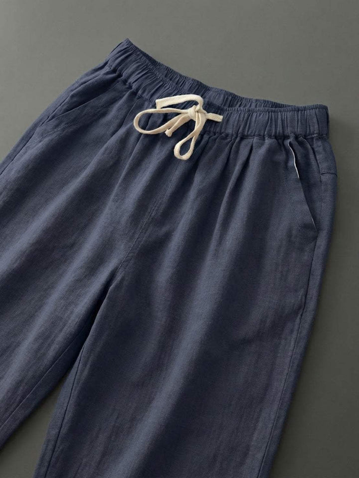 Women's effortless comfort pants, relaxed fit, cuffed hem, elastic drawstring waist.