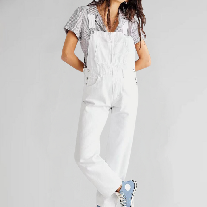 Comfortable women's relaxed fit overalls, adjustable one-piece design for versatile casual wear & easy style.