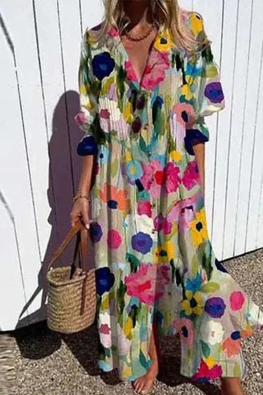 Women's relaxed fit flowing maxi dress, perfect for comfortable spring fashion and casual wear.