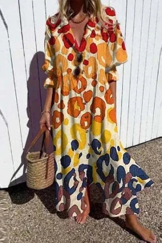 Comfortable women's flowing maxi dress, soft fabric for relaxed spring wear or stylish vacation outfits.