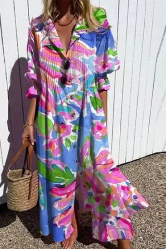 Versatile women's maxi dress for spring, easily styled for casual days, evening wear, or vacation comfort.