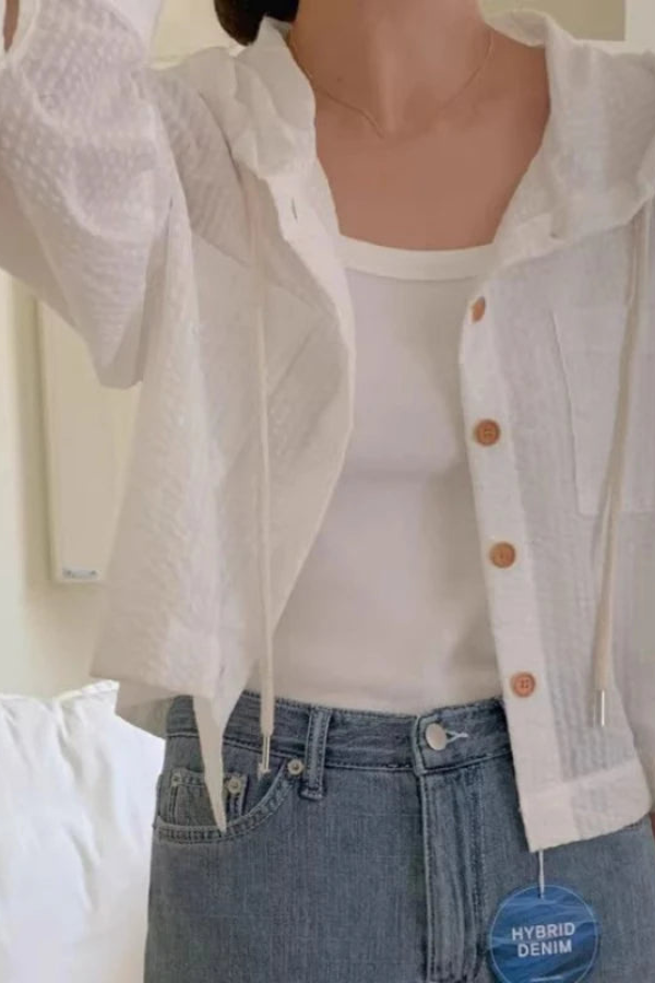 Women's relaxed fit hooded blouse, long sleeve for comfortable everyday style. Perfect for casual wear & travel.
