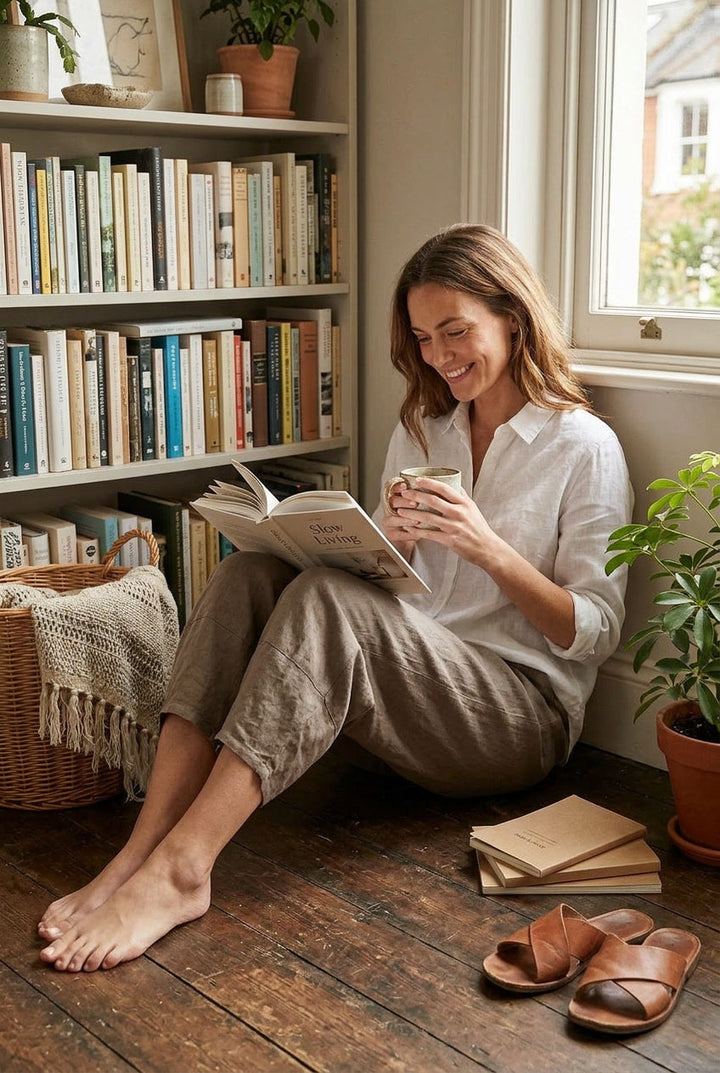 Stylish women's linen leisure pants in a relaxed fit, great for comfortable summer days and casual wear.