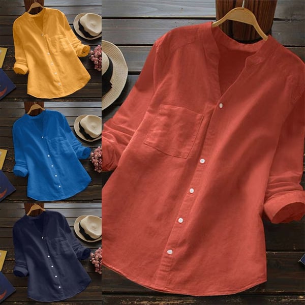 Breathable women's casual shirt, relaxed fit for comfortable everyday wear, ideal for spring & summer.