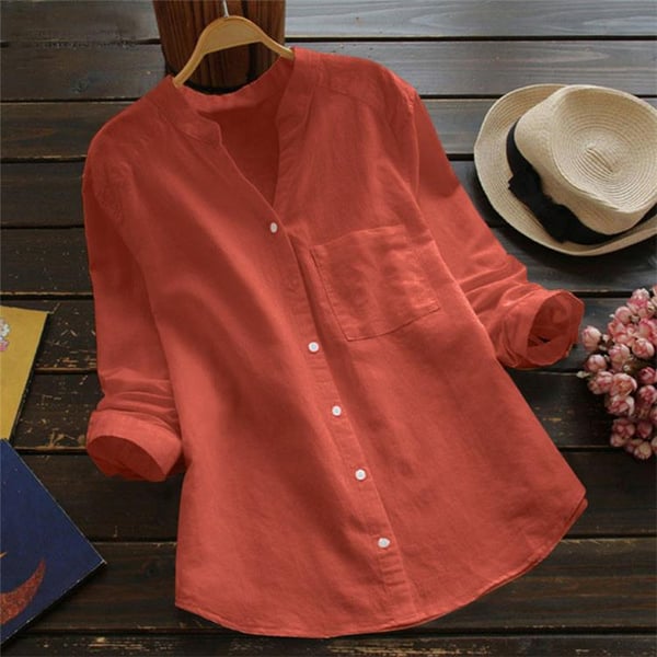 Versatile women's long sleeve blouse, relaxed & breathable, great for casual outfits & everyday style.