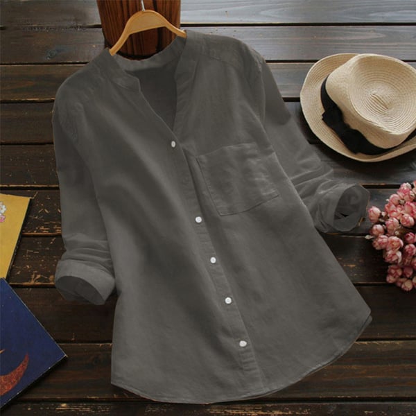Lightweight women's relaxed fit blouse, breathable long sleeves for comfortable casual wear any day.