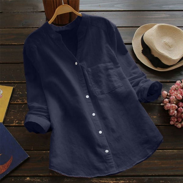 Relaxed fit women's long sleeve shirt, breathable fabric, a comfortable choice for casual spring apparel.