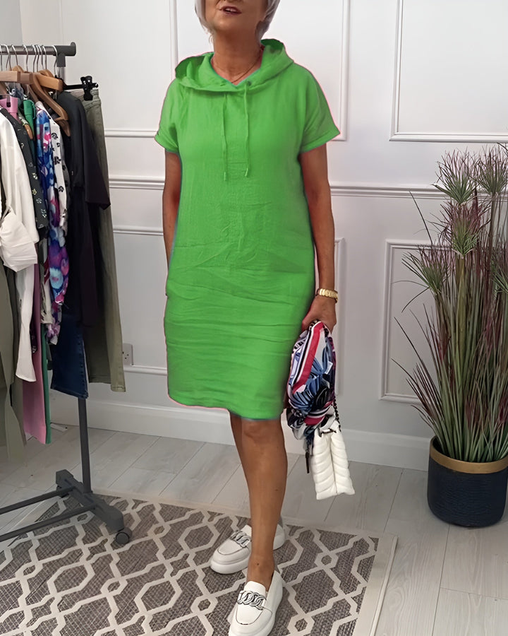 Everyday women's casual dress: a relaxed fit midi hoodie with a comfortable adjustable hood.