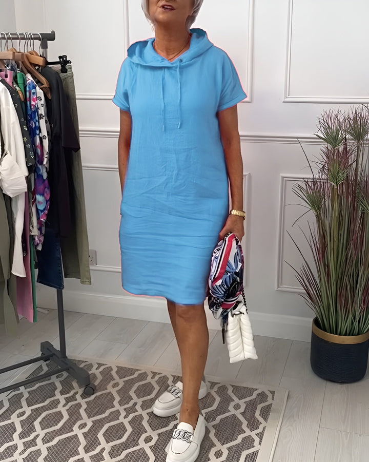 Women's relaxed fit midi dress, a comfortable half sleeve hoodie perfect for casual summer.