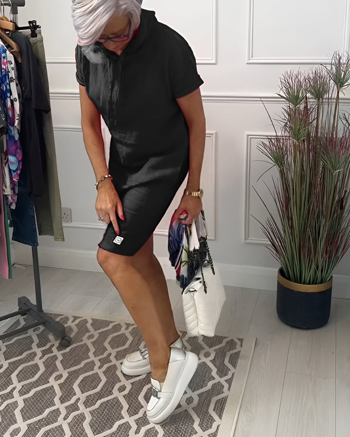 Summer-ready women's casual hoodie dress with a relaxed fit and practical adjustable hood.