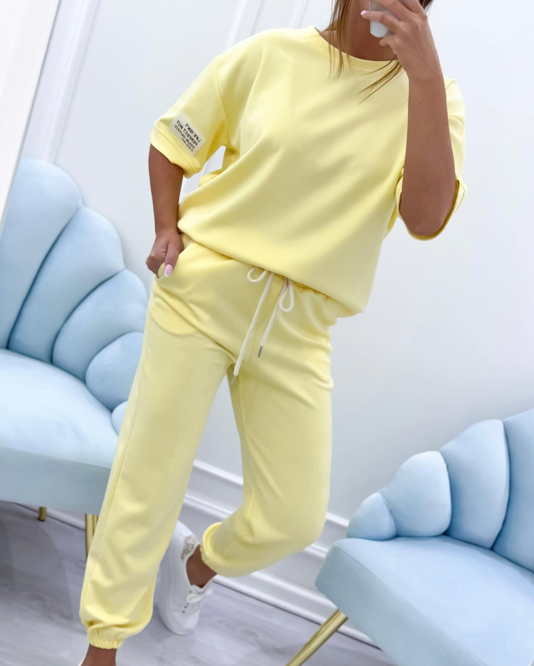 Stylish women's matching short sleeve set. Relaxed fit for ultimate comfort and summer fashion.