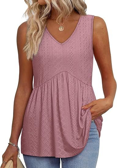 Casual women's relaxed fit sleeveless top in a solid color, comfortable & stylish.
