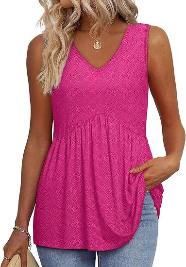Elegant women's sleeveless top, relaxed fit, lightweight material, great for warm weather.