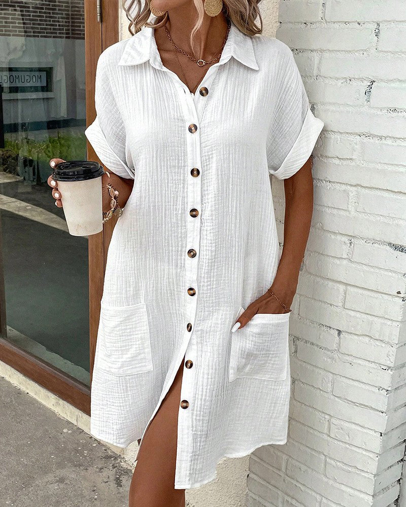 Breezy spring/summer dress, women's relaxed fit, versatile for casual everyday comfort.