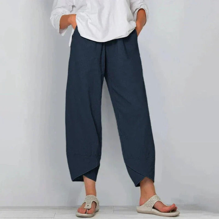Women's relaxed fit summer trousers, perfect for comfortable warm weather casual wear.