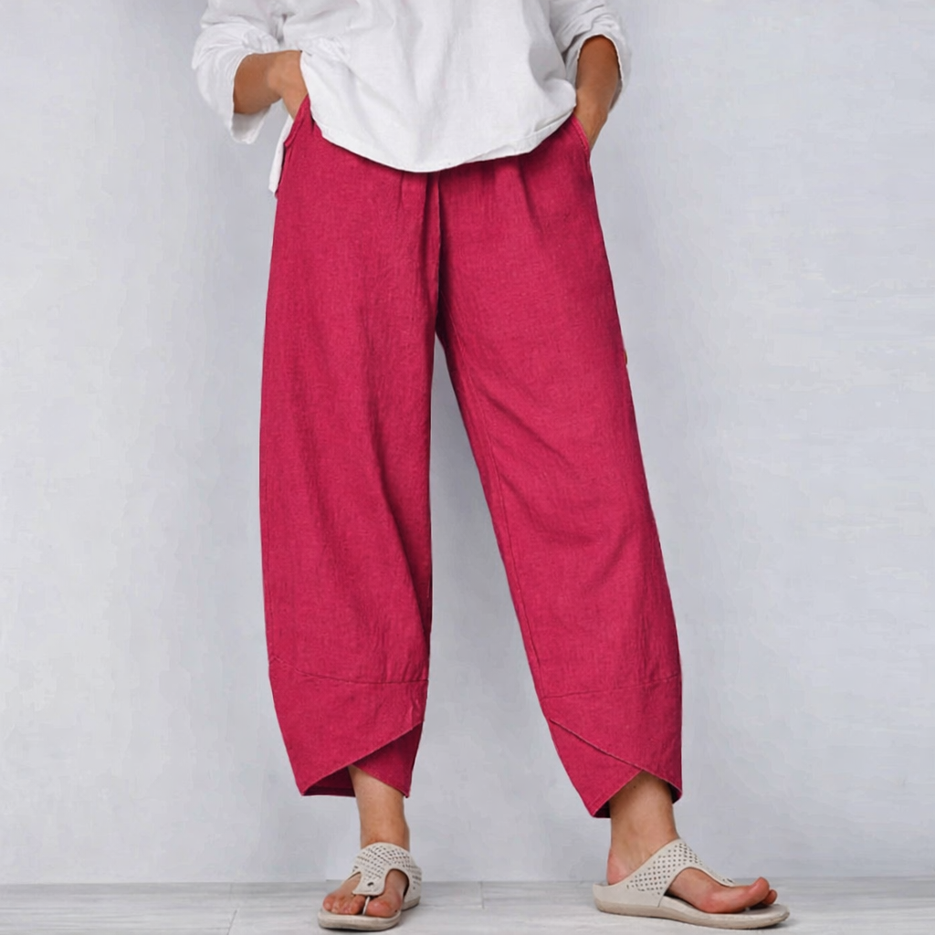 Lightweight, relaxed fit women's summer trousers, great for comfortable warm weather casual and everyday wear.