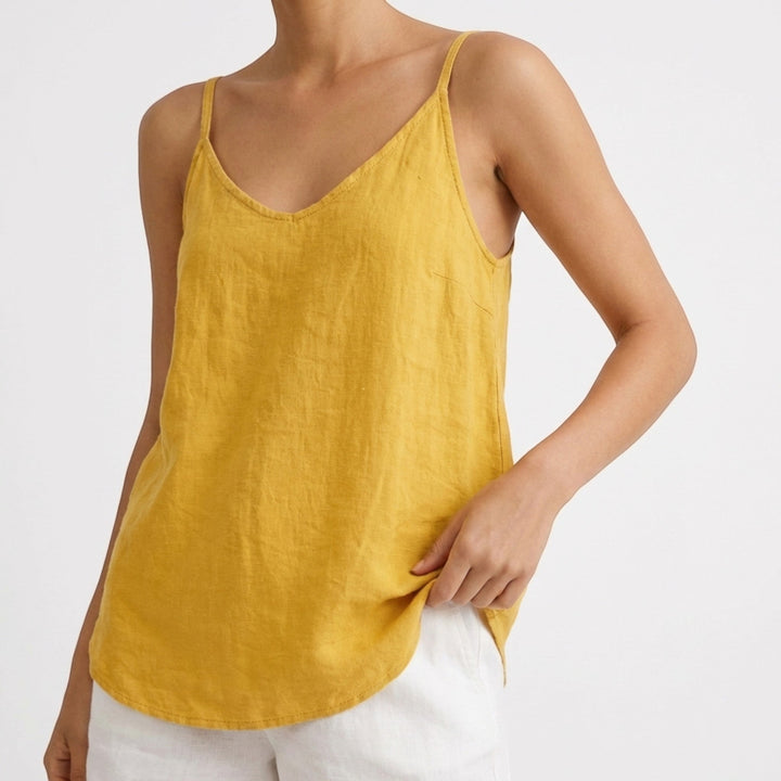 Women's relaxed fit summer tank top, spaghetti straps. Ideal for warm weather styling.