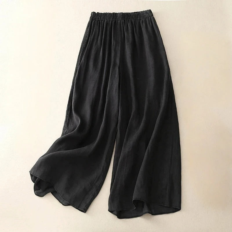 Versatile women's loose waistband trousers. Relaxed fit, straight leg design for casual or everyday comfort.