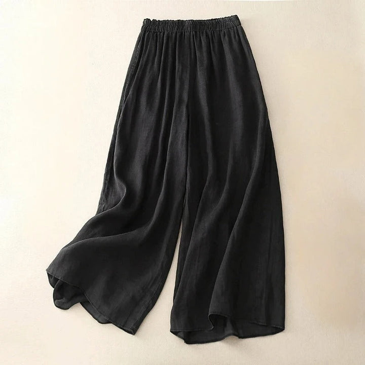 Versatile women's loose waistband trousers. Relaxed fit, straight leg design for casual or everyday comfort.