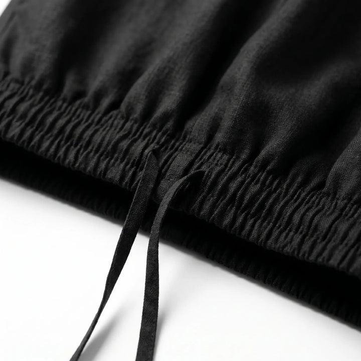 Black women's relaxed fit wide-leg pants, full length, comfortable for all-day summer fashion.