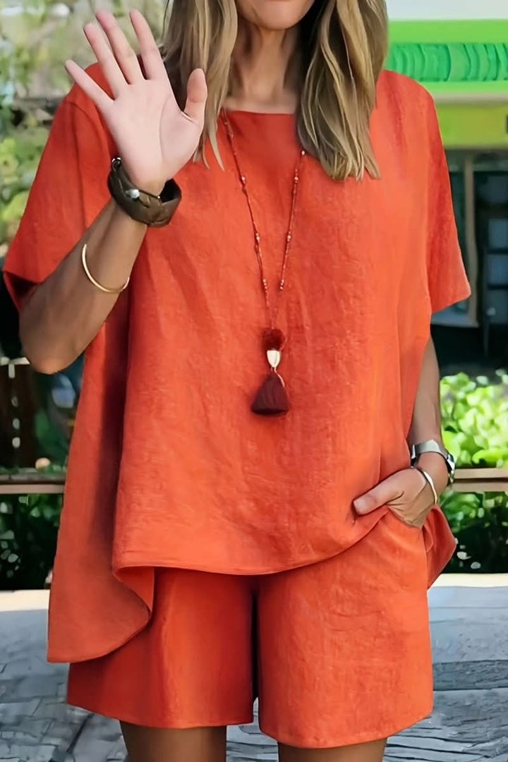 Women's stylish leisurewear co-ord set, a relaxed two-piece summer outfit perfect for comfort & casual outings.