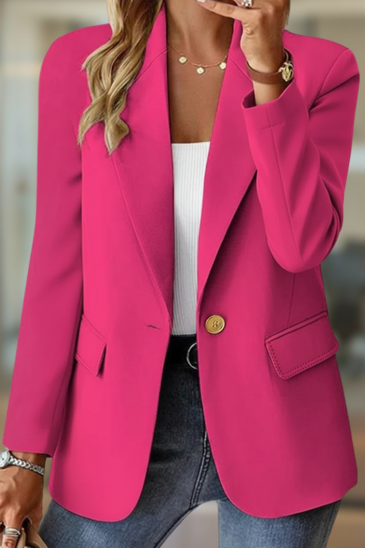 Stylish women's tailored jacket, perfect casual blazer for everyday elegant or work fashion.