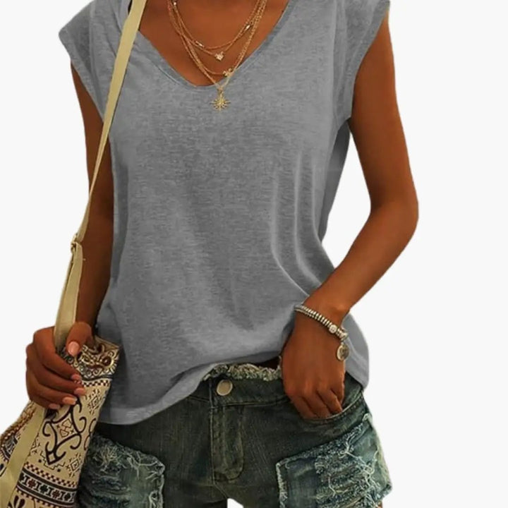 Everyday women's relaxed fit V-neck top, soft and breathable for all-day comfort.