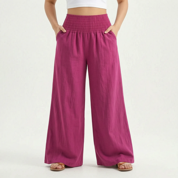 Lightweight women's relaxed wide-leg pants, perfect for easy-going summer and spring outfits.