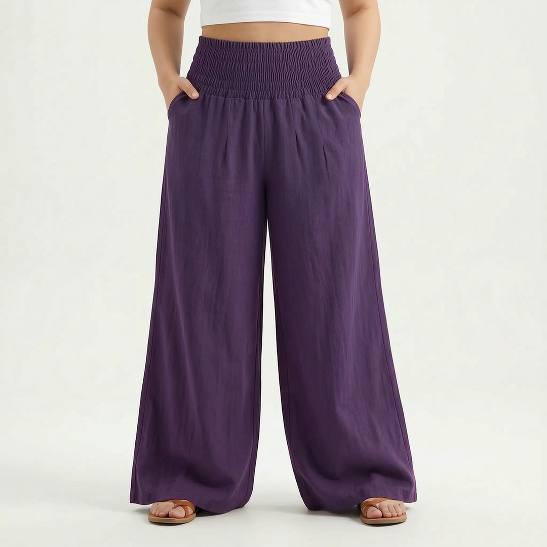 Relaxed fit women's wide-leg pants, a versatile choice for summer casual outfits and loungewear.